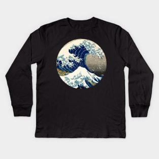 Legendary Great Wave off KANAGAWA abstract style retouched artwork Kids Long Sleeve T-Shirt